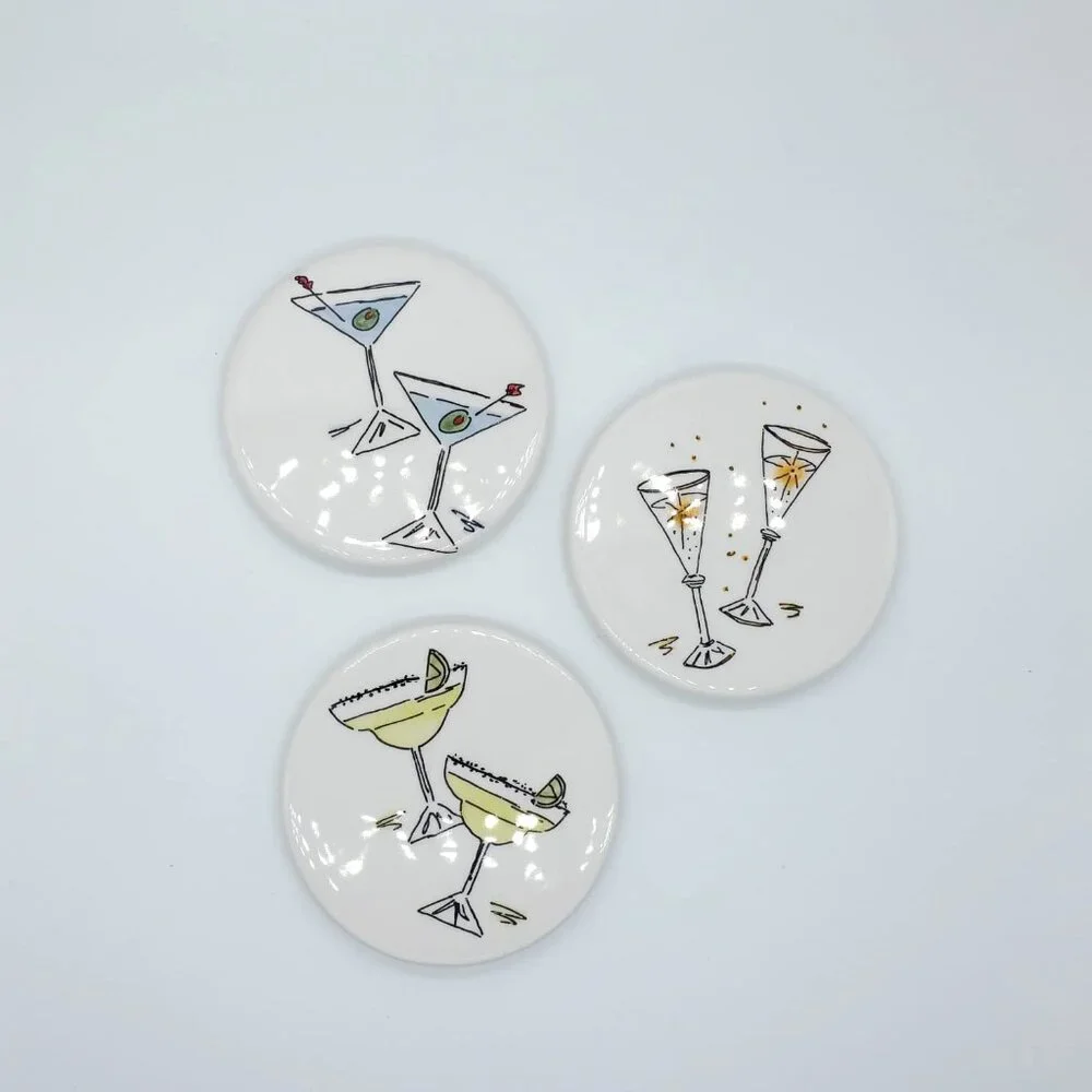 3pc Studio Nova Cocktail Time Ceramic Coasters
